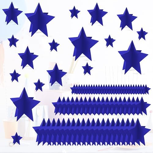 70 Pcs Blue Star Centerpieces for Movie Night Party Decorations 3D 2025 Graduation Table Decor 3 Sizes 8" 5" 3" Red Carpet Film Show Theme Birthday Party Back to School Table Decor Independent Day by MISAKTEAM