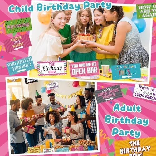 Beeveer 24 Designs Funny Birthday Photo Booth Props Double Sided Signs - Image 4