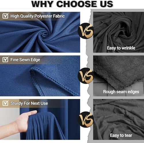 20x10ft Navy Blue Backdrop Curtain Panels for Parties - Wrinkle Free Polyester Photo Curtain Backdrop Wedding Back Drop Fabric Drapes for Party Decorations Background for Photography - Image 5