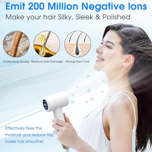 KARFUN 110000RPM Ionic Hair Dryer, Positive & Negative Ion Tech (White) - Image 3