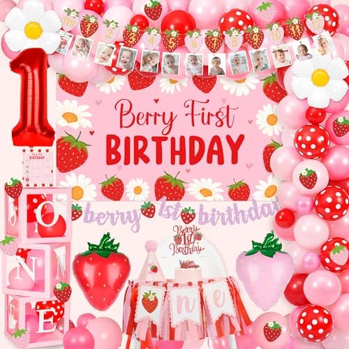 Kriyokiaa Berry First Birthday Decorations, Strawberry Party Kit by Kriyokiaa