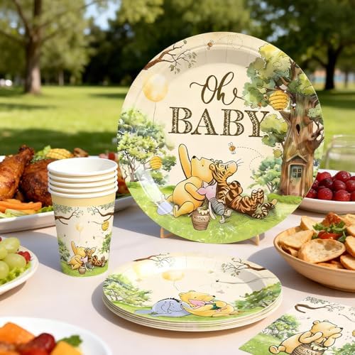 336PCS Bear Baby Shower Decorations Neutral Party Set 25 Guests - Image 5