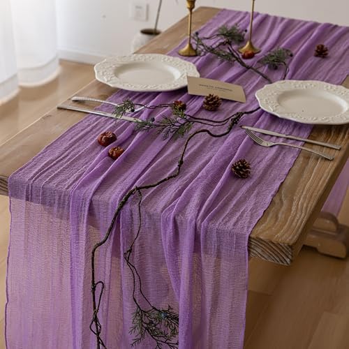 Lilac Cheesecloth Table Runner 120 Inches Fall Party Home Decorations by KEKETOARRANGE