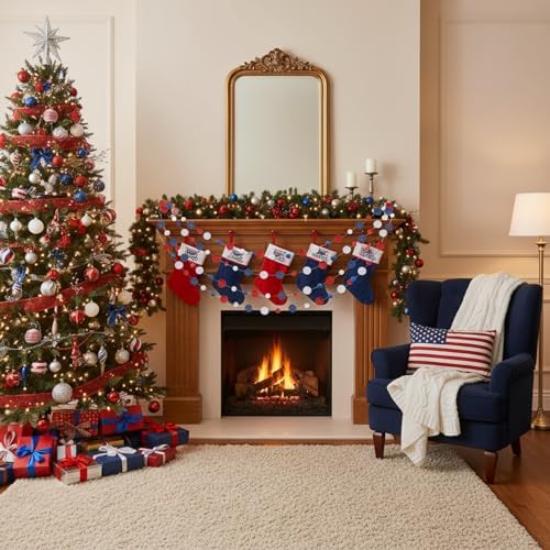 Outus 5 Pieces Blue,White,Red Round Dots Garland Party Hanging Decor - Image 5