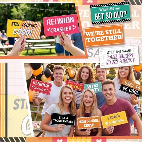 Beeveer 24 Designs Class Reunion Photo Booth Props, Double Sided PVC Signs - Image 6