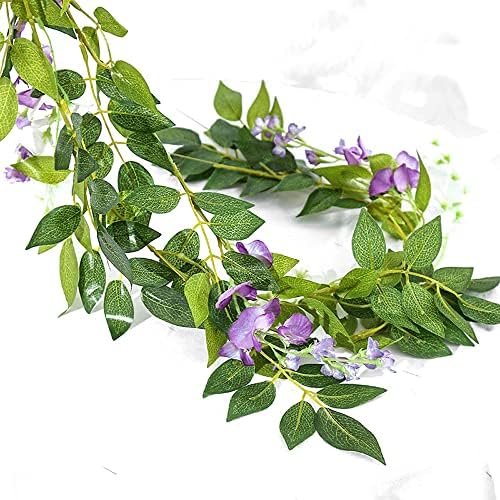 Wisteria Garland Artificial Flowers Wisteria Vine - 5Pcs Total 33ft Purple Fake Hanging Flower - Image 5