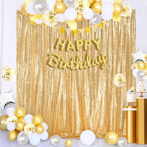 8ft x 8ft Gold Sequin Backdrop Curtain Glitter Photo Booth Backdrop - Image 3