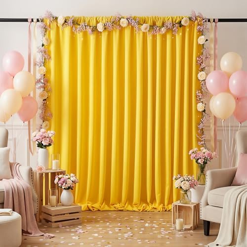 Yellow Backdrop Curtains 10ftx10ft Birthday Polyester Photo Drapes - Image 5