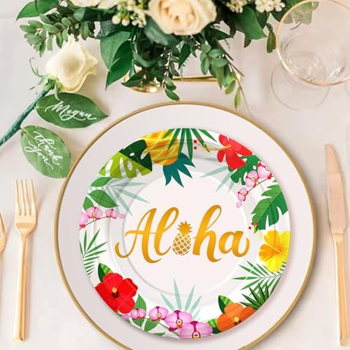 36PCS Aloha Plates Hawaiian Luau Plates for Tropical Party Decorations - Image 4