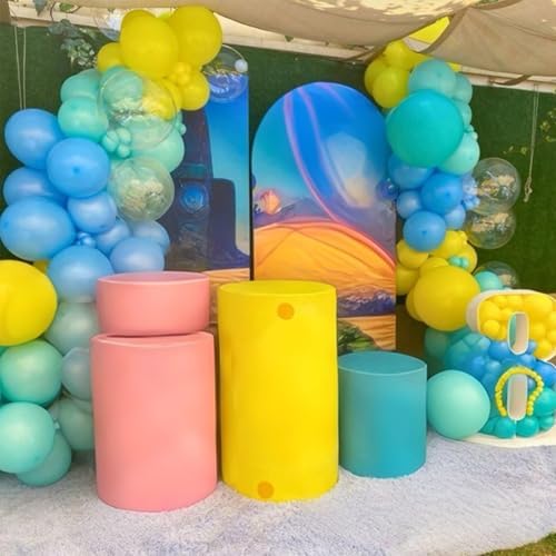 Blue Yellow Balloons Arch Garland Kit, 114Pcs Cartoon Style Light Blue Lemon Yellow Teal Green Latex Balloon Set with Long Balloon for Sea Theme Kids Birthdays Baby Shower Party Decorations - Image 4