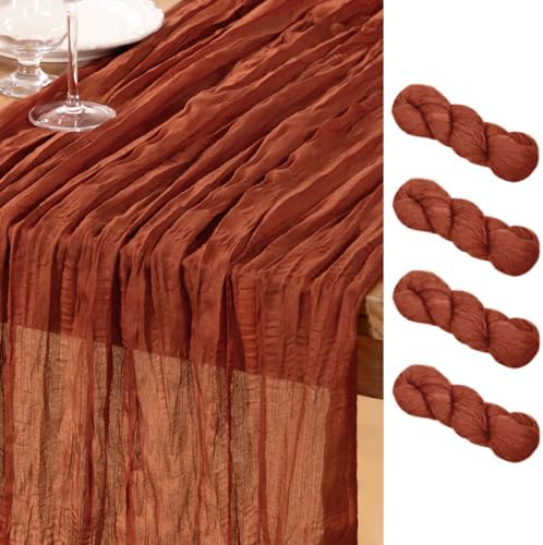 DeZerlor Terracotta Cheesecloth Table Runners 4 Pack Fall Runners by DeZerlor