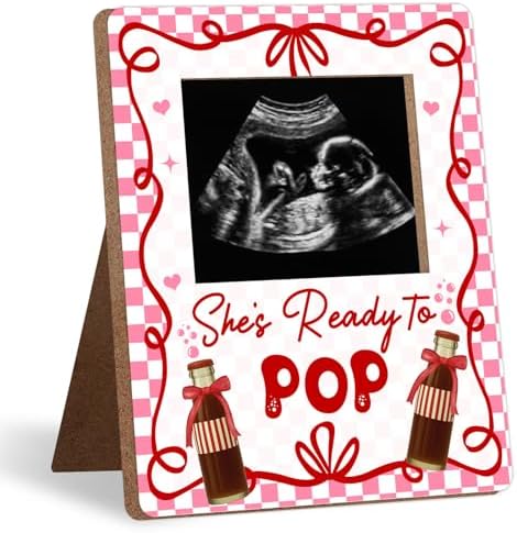 Retro Soda Fountain Baby Shower Decor Frame, She's Ready to Pop Baby Shower Decorations, New Mom Expecting Parents-to-Be Keepsake Gifts, Pregnancy Milestone Keepsake, Gender Reveal Gifts by Unknown