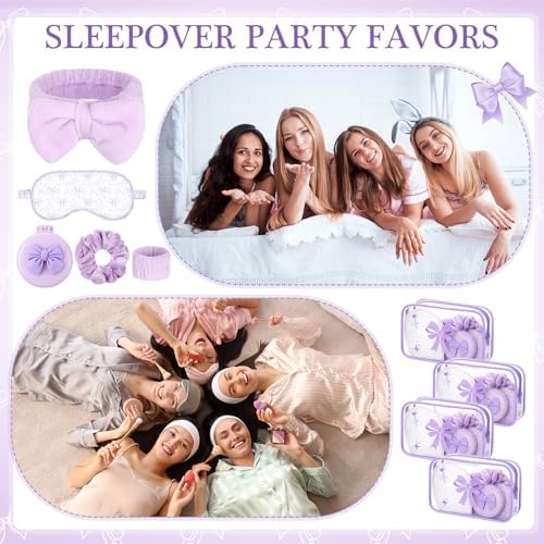 48Pcs/8Set Bow Coquette Party Favors Sleepover Spa Party Supplies, Purple - Image 5