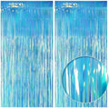2 Pack Blue Iridescent Streamers Backdrop, 3.3x6.6ft Foil Fringe Curtains Holographic Door Tinsel Streamers for Birthday, Wedding, Holiday, Bachelorette, Christmas, Winter Theme Party Decorations by JustShimmer