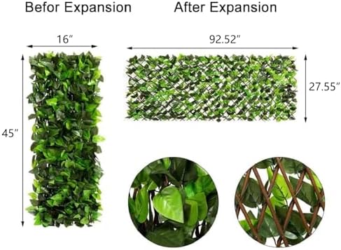 DOEWORKS Expandable Faux Ivy Trellis Fence, Patio Privacy Screen, 4 Pack - Image 2