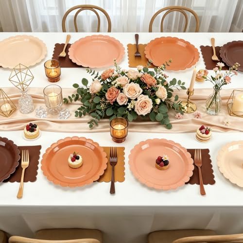 Orange Plates Napkins and Forks Party Supplies for Fall Harves Serves 24 - Image 5