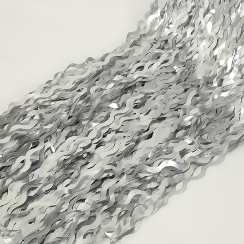 4 Pack Wavy Silver Tinsel Foil Fringe Curtains Streamers Backdrop Matte - Image 6