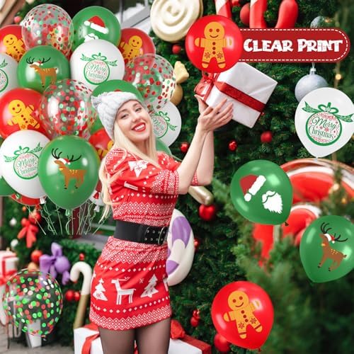 Christmas Balloons, Red Green for Xmas Santa New Year Holiday Party Decor - Image 3