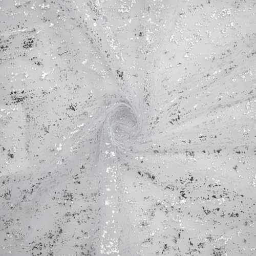 Artoid Mode White Silver Gauze Table Runner 120 Inch 10Pcs, Glitter Metallic Foil Sheer Dining Holiday Wedding Anniversary Birthday Table Decor for Home Party - Image 5