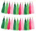 ZOOYOO Tassel Garland Tissue Paper Tassel Banner Table Decor, DIY Kits for Birthday Wedding Engagement,Witch Theme Party,Hawaiian Luau Tropical Party Decorations,Pack of 20 (Pink Green) by ZOOYOO