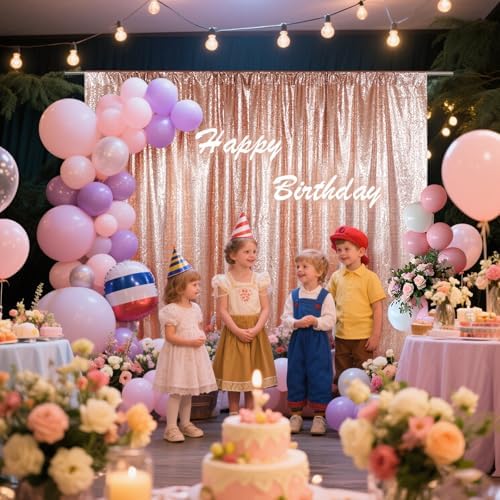 SquarePie 6x8ft Rose Gold Sequin Backdrop, High Density Non-Transparent Glitter Curtain for Photography, Birthday, Wedding Party Decorations, Thick Solid Background with 4" Rod Pocket, 1 Panel - Image 4