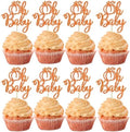 Ephlyn 24Pcs Pumpkin Oh Baby Cupcake Toppers Glitter Fall Theme Pumpkin Cupcake Picks Baby Shower Cake Decorations for Pumpkin Theme Gender Reveal Kids Birthday Party Supplies Orange by Ephlyn