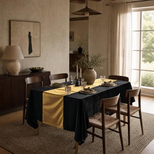 Black and Gold Velvet Tablecloths Rectangular Luxury Table Cloth for Events - Image 6
