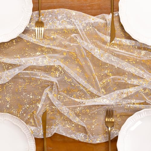 Gold Gauze Table Runner Glitter Fall Wedding Birthday Party Table Decor - Image 4