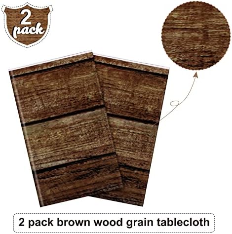 Irenare 2 Pcs Brown Wood Grain Western Tablecloth Plastic - Image 4