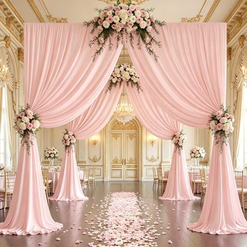 50x10ft Blush Pink Backdrop Curtain Panels for Parties - Wrinkle Free Polyester Photo Curtain Backdrop Wedding Back Drop Fabric Drapes for Party Decorations Background for Photography - Image 4
