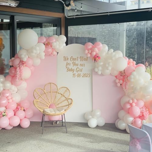 Pink and White Balloon Arch Kit, ADOINBY 140Pcs Macaron Pink Balloon Matte White Balloon 18 12 10 5 Inch Different Size Balloons for Engagement Wedding Birthday Baby Shower Gender Reveal Decorations - Image 7