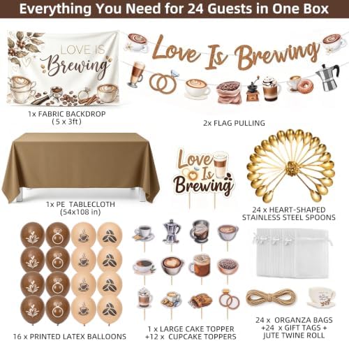 Love is Brewing Bridal Shower Party Decorations and Favors for 24 Guests - Image 2