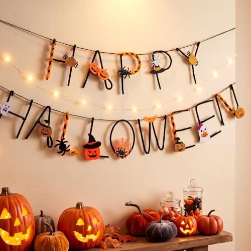 Norme 2pcs Halloween Banner Iron Craft Pumpkin Ghost 6.6 ft Halloween Decor - Image 4