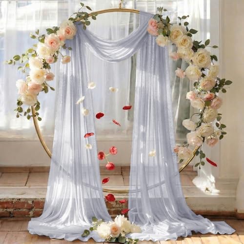Pack of 2 Wedding Arch Drape Panel Fabric 30" x 75ft - Cool Gray - Image 6