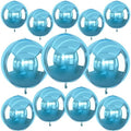 12PCS Light Blue Round Foil Balloons 22" 15" 10" Metallic Blue Balloons by vibzox
