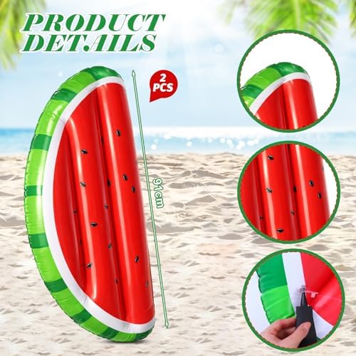 JellyArch 4 Pcs Watermelon Party Decorations Inflatable Pool Floats 36 in - Image 3