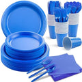 MirthMood 350 Pcs Blue Party Plates, Disposable Dinnerware Set for party by LUODA