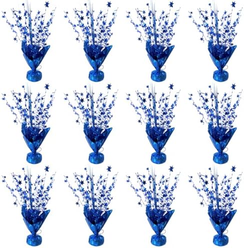 12 Pcs Metallic Foil Spray Centerpiece Party Star Table Decoration Brust Glitter Table Topper Decor for Birthday Graduation Holiday Christmas Dining Celebration New Year Party Supplies, Blue by YinNorth