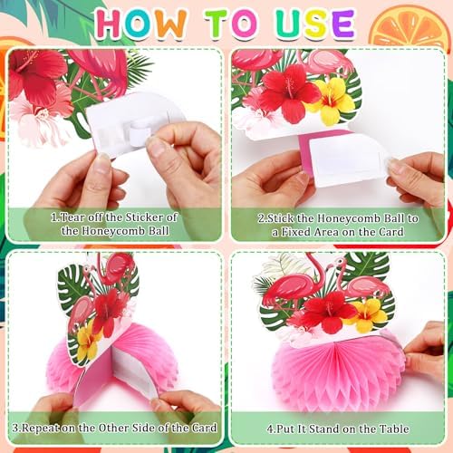 JULMELON 8Pcs Hawaiian Luau Party Decorations, Honeycomb Centerpieces - Image 4