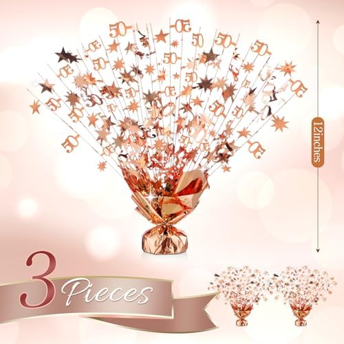 3 Pcs 50th Rose Gold Birthday Decoration 50th Table Centerpiece - Image 2