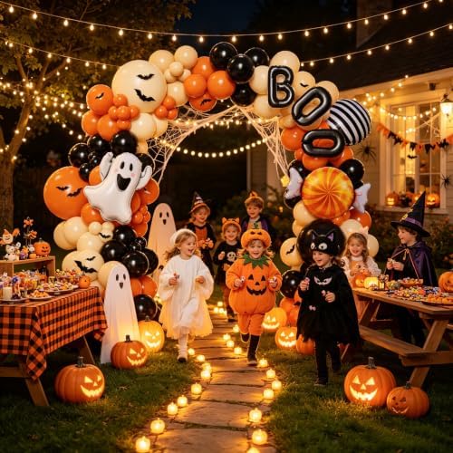 Halloween Balloon Arch Garland Kit, 154Pcs Burnt Orange Black Balloons - Image 6