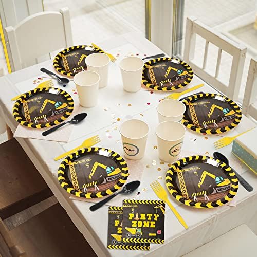 96pcs Construction Birthday Party Supplies Construction Theme Paper Plates and Napkins Construction Truck Decorations for Boys Kids Tractor Dump Digger Vehicle Themed Party Favors, Serve 24 - Image 6