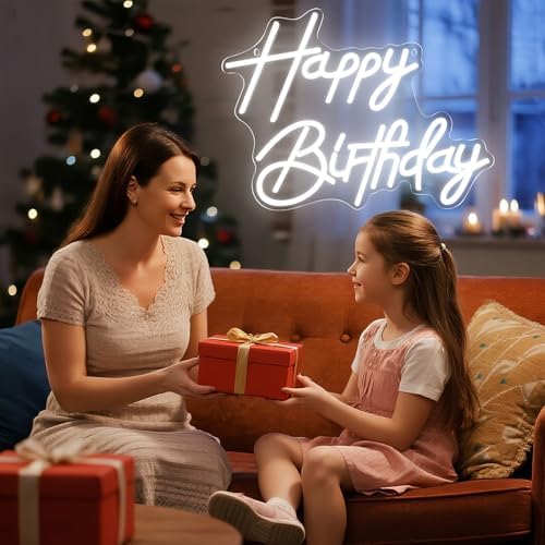 Happy Birthday Neon Sign for Wall Decor, LED Happy Birthday Light Up Sign, Dimmable LED Birthday Neon Light for Birthday Party Decorations Backdrop, White - Image 6