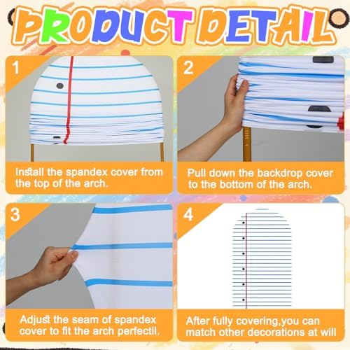 VitalCozy Notebook Arch Cover 6.6ft Welcome Back to School Party Decoration - Image 5