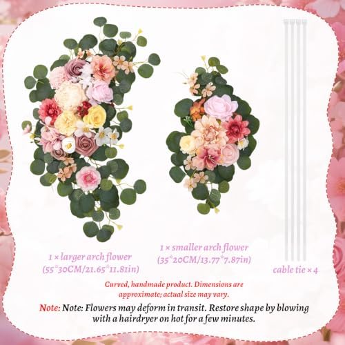 2 Pcs Wedding Arch Decorations, Colorful Arch Flowers Swag - Image 7