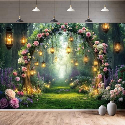 10x10ft Purple Flower Wedding Photography Backdrop Lavender Floral Wedding Bridal Photography Backdrop Anniversary Birthday Baby Shower Girl Party Banner Photo Booth Props Background Wall Decor - Image 2