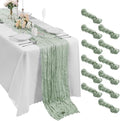 Bailarina 12 Pack Cheesecloth Table Runner 17x108 Inch Long Gauze Cheese Cloth 9ft Wrinkled Sheer Table Runner for Wedding Reception Birthday Party Table Decoration (Sage Green) by Bailarina