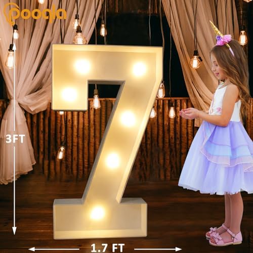 Pooqla 3 FT Marquee Numbers, Light Up Number 7 7th Birthday Decorations - Image 5