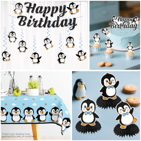 Xynic 179pcs Penguin Birthday Decorations Complete Tableware Set, 25 Guests - Image 6