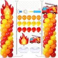 2 Sets Fire Balloon Column Stand Kit Adjustable Fire Truck Balloon Decor by Naozinebi